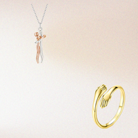 Rose/Silver With Gold Ring Set